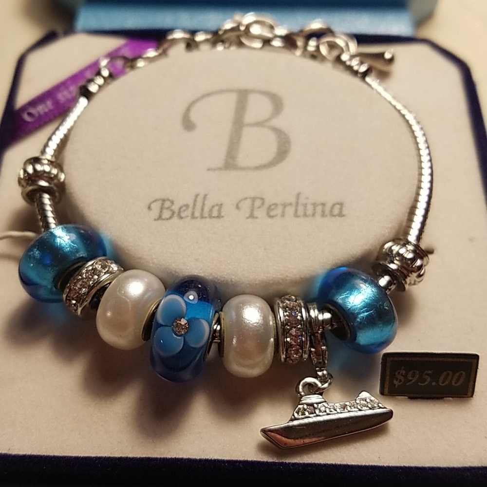 Bella Perlina Slide Bracelet NEW Blue Silver Nautical Cruise Ship 🚢